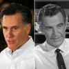 Republican presidential candidate Mitt Romney and actor Hugh Beaumont as Ward Cleaver in Leave It to Beaver